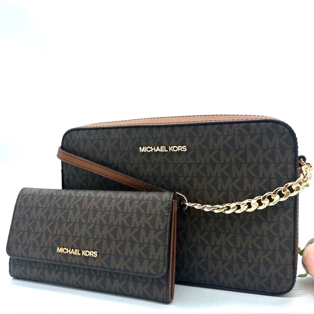 Michael Kors Large EW Crossbody Bag & Large Trifold Wallet Brown